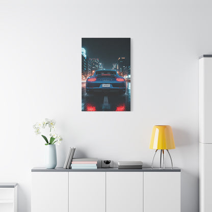 Porsche 911 Carrera 4 GTS Neon City Reflections Wall Art & Canvas Prints