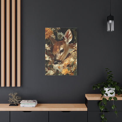 Floral Garland Deer Portrait Wall Art & Canvas Print