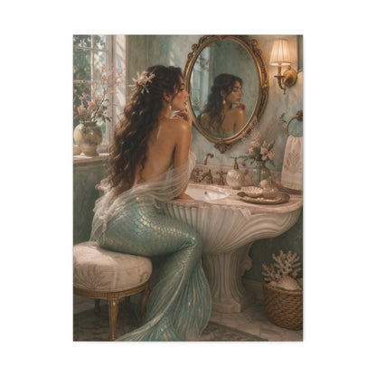 Vintage Vanity Mermaid Elegance Wall Art & Canvas Print