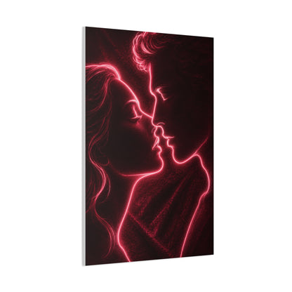 Neon Velvet Kiss Silhouette Wall Art & Canvas Print