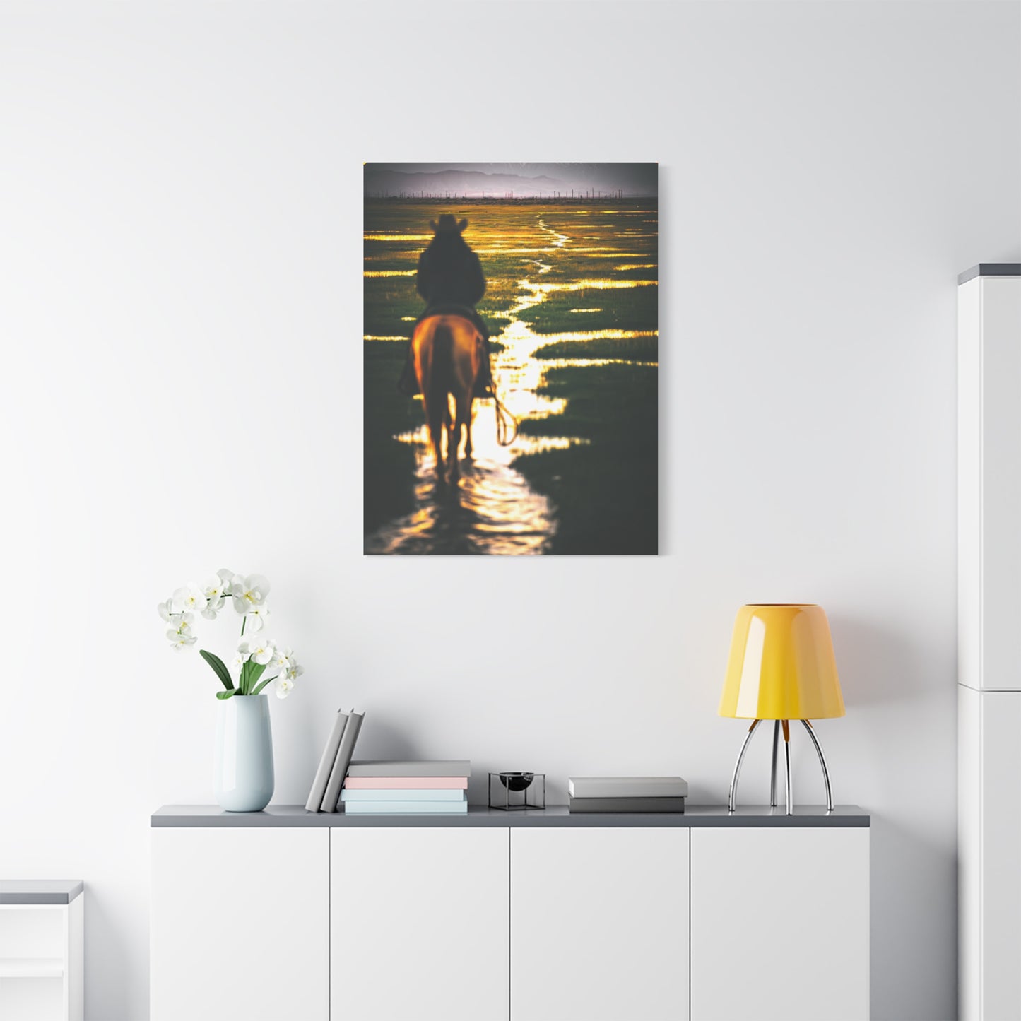 Sunrise Plains Rider Wall Art & Canvas Print