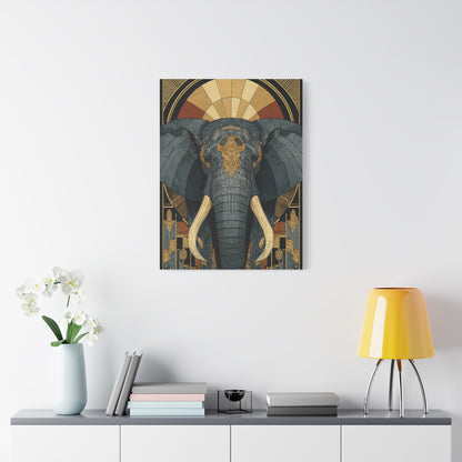 Art Deco Elephant Halo Portrait Wall Art & Canvas Print