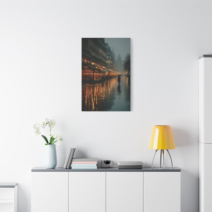 Rainy Paris Café Evening Wall Art & Canvas Print