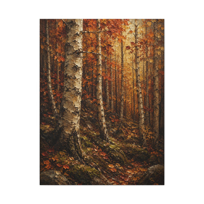 Autumn Birch Forest Painterly Path Trees Wall Art & Canvas Print