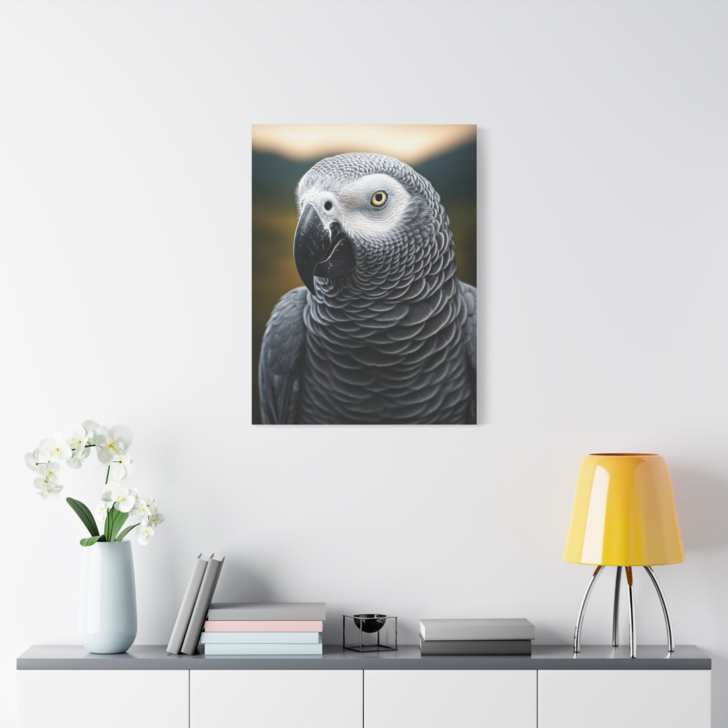 Sophisticated African Grey Parrot Portrait Wall Art & Canvas Prints