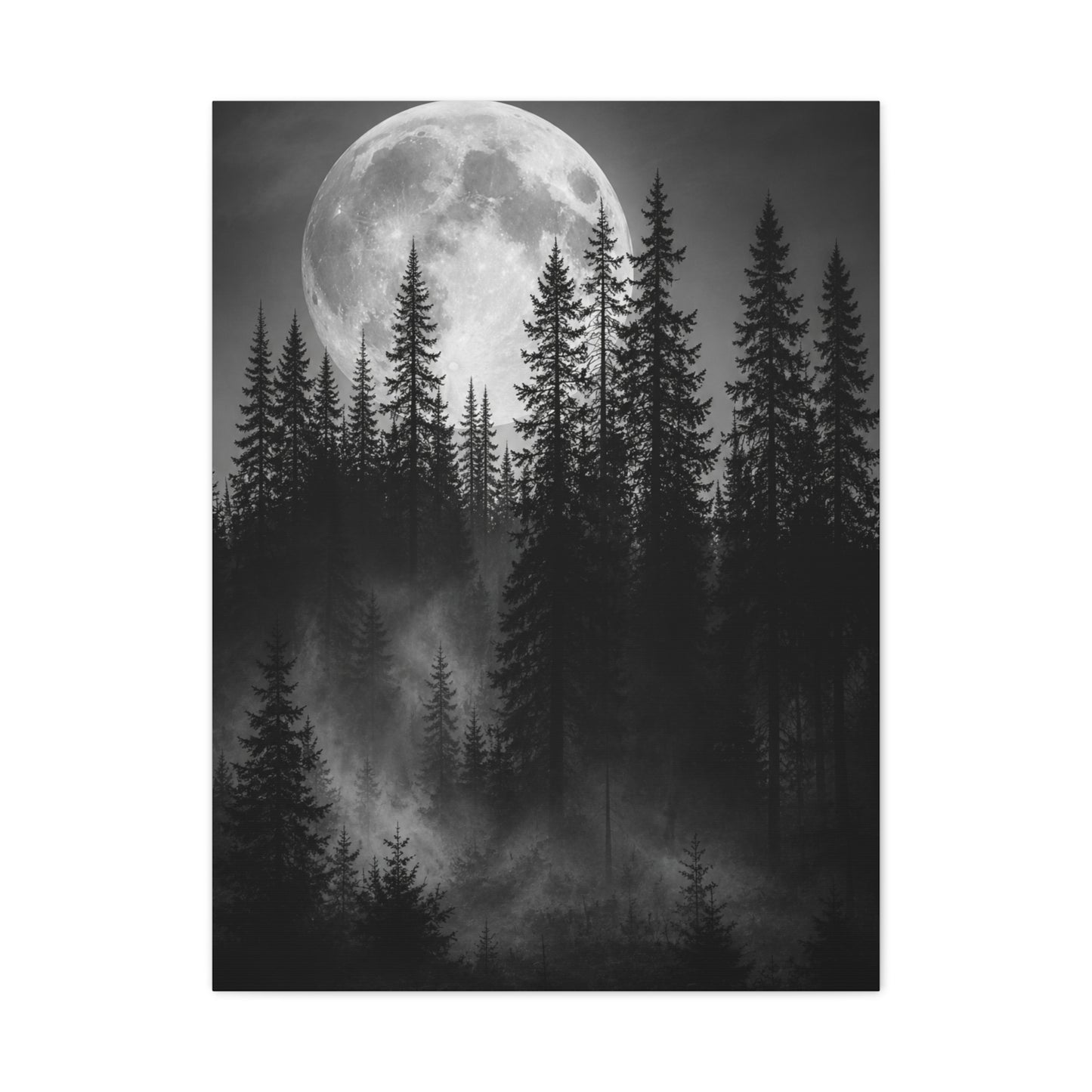 Moonlit Pine Forest Mystical Night Trees Wall Art & Canvas Print