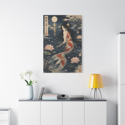 Japanese Koi Mermaid Moonlight Wall Art & Canvas Print
