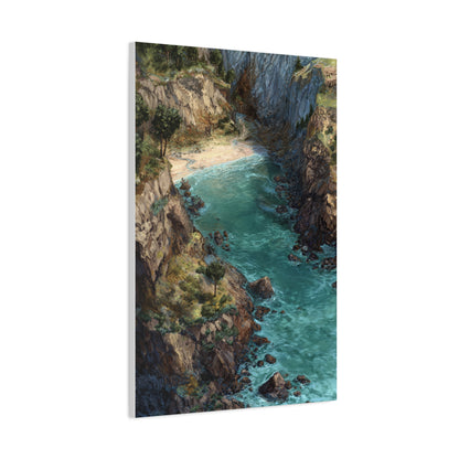 Hidden Coastal Cove Between Towering Sea Cliffs Wall Art & Canvas Print