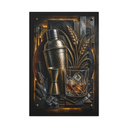 Industrial Cocktail Metal Relief Wall Art & Canvas Print