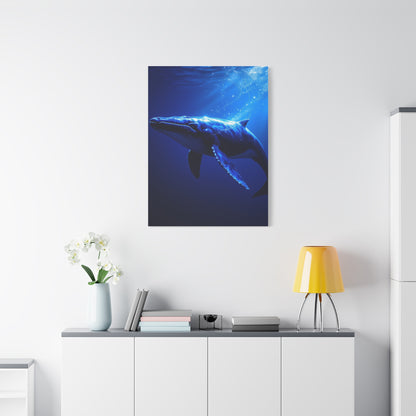 Majestic Blue Whale in Deep Ocean Light Wall Art & Canvas Prints
