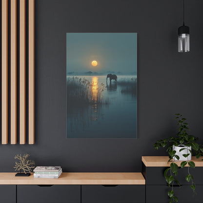 Moonlit Elephant Lake Reflection Wall Art & Canvas Print