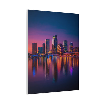 Modern City Skyline at Dusk Wall Art & Canvas Print