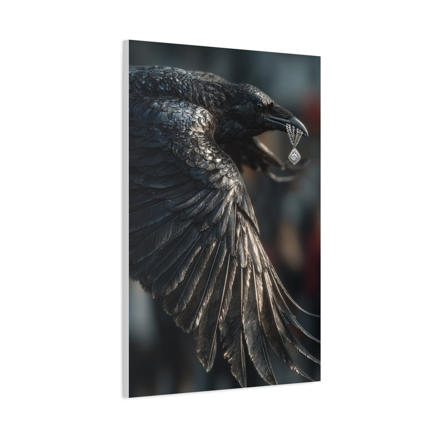 Crow Stealing Diamond Earring Wall Art & Canvas Print