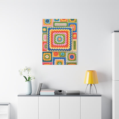 Granny-Square Concentric Abstraction Wall Art & Canvas Print