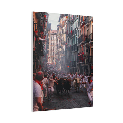 San Fermín Running of the Bulls Street Charge Wall Art & Canvas Print