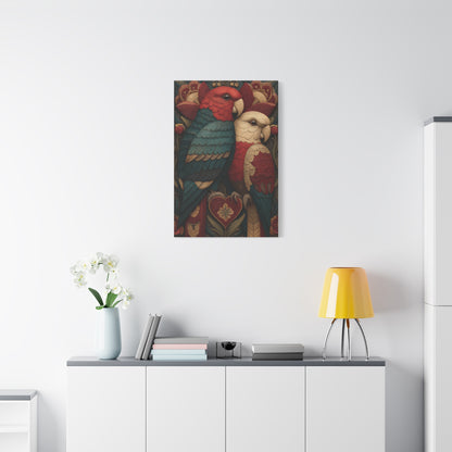 Fraktur Lovebirds Folk Ornament Wall Art & Canvas Print