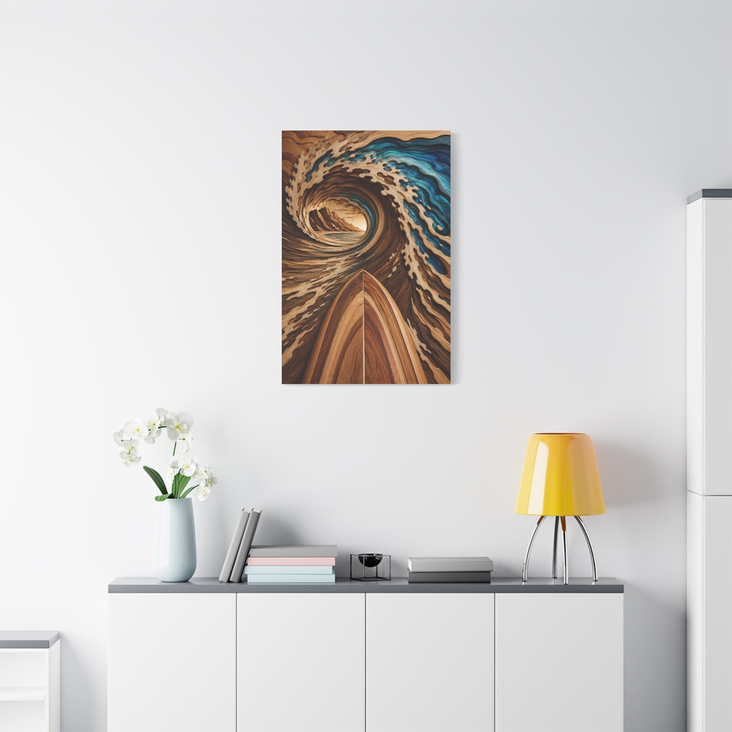Surfboard Perspective Wooden Wave Tunnel Wall Art & Canvas Print