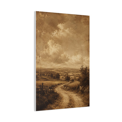 Sepia Countryside Path Panorama Wall Art & Canvas Print