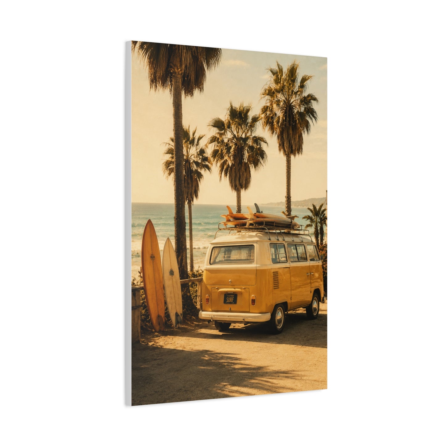 Vintage Coastal Surf Van Nostalgia Scene Wall Art & Canvas Print