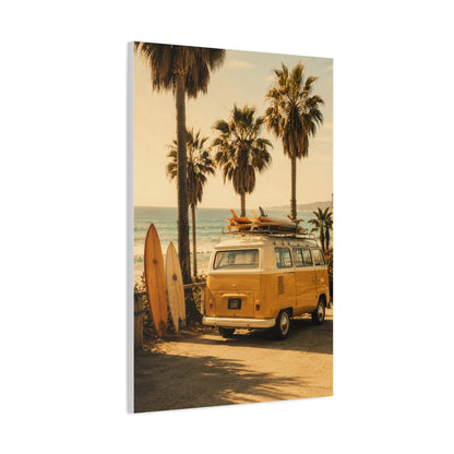 Vintage Coastal Surf Van Nostalgia Scene Wall Art & Canvas Print