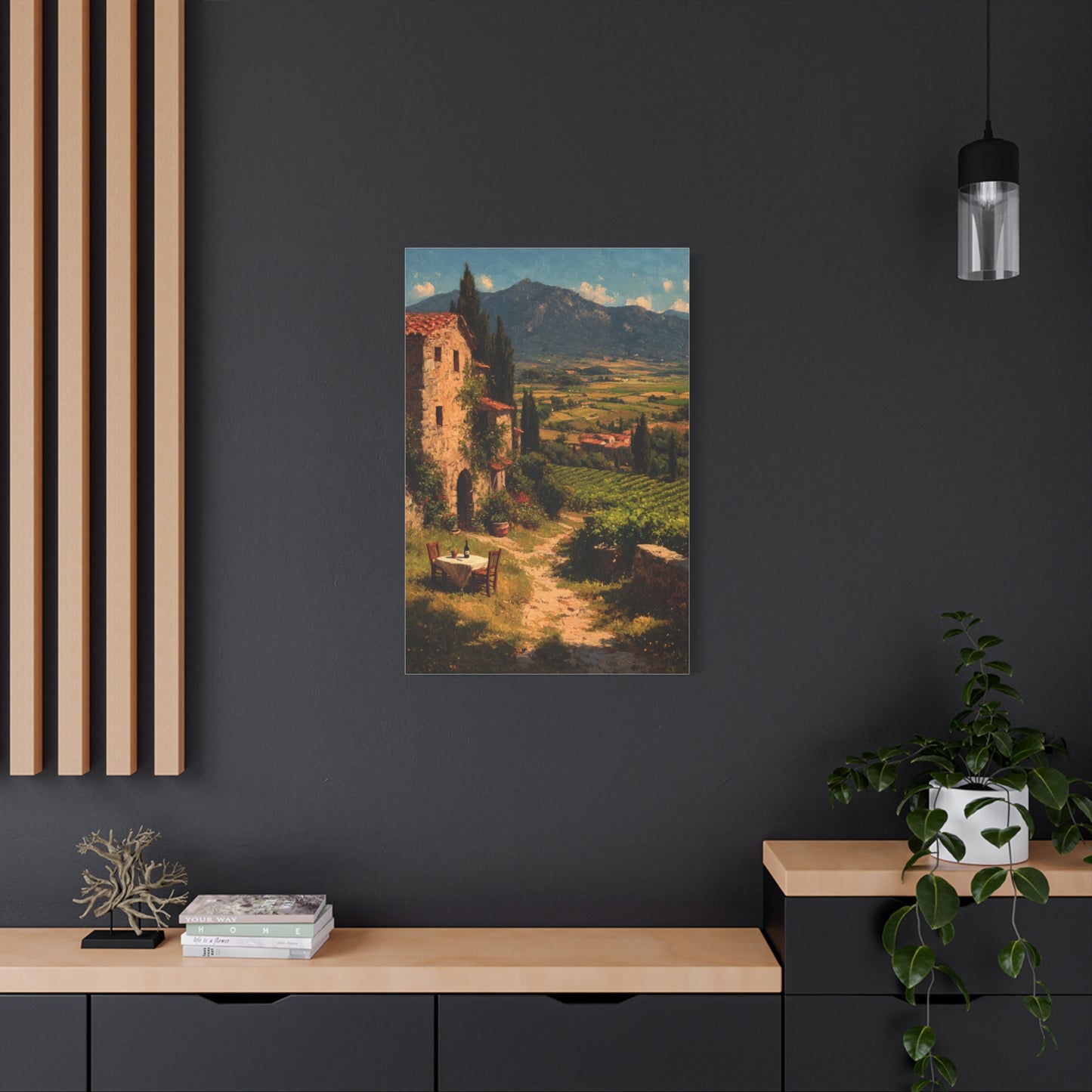 Tuscan Vineyard Farmhouse Lunch Scene Wall Art & Canvas Print