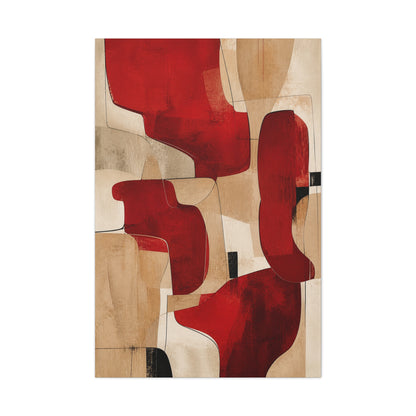 Modern Red and Beige Organic Abstract Wall Art & Canvas Print