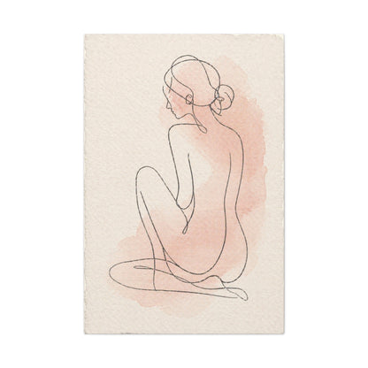 Minimal Blush Line Figure Wall Art & Canvas Print