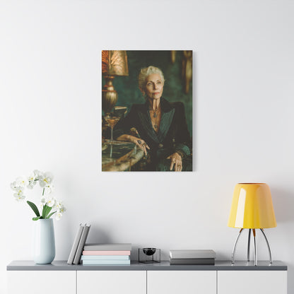 Silver-Haired Woman Martini Portrait Wall Art & Canvas Print