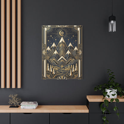 Art Deco Golden Alpine Skyline Wall Art & Canvas Print
