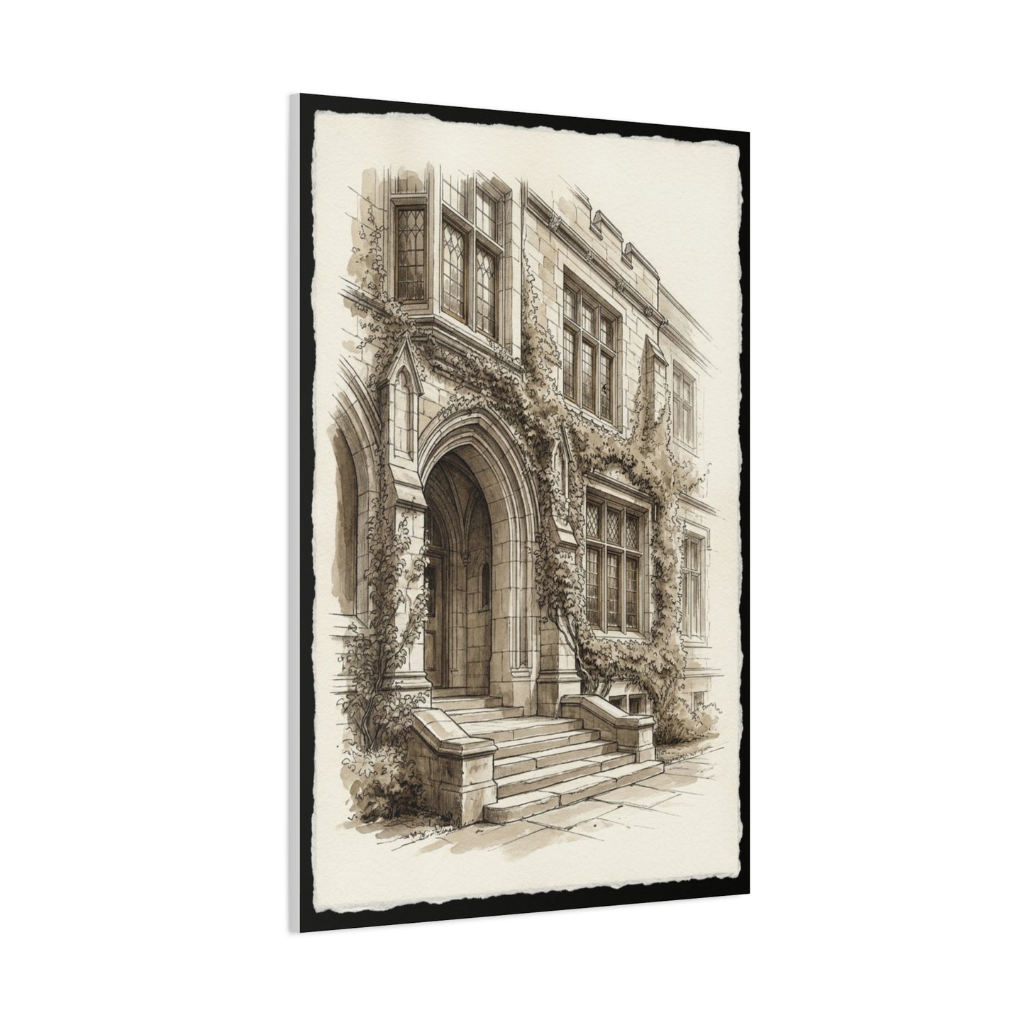 Ivy-Covered Collegiate Arch Sketch Wall Art & Canvas Print