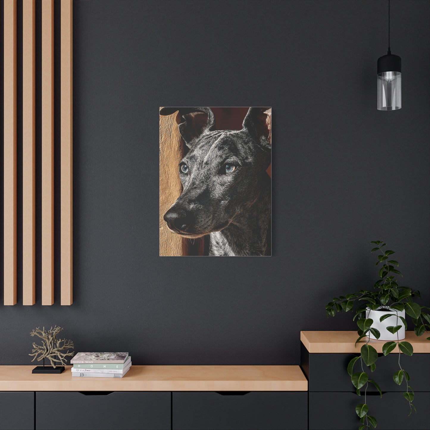 Minimalist Whippet Portrait Wall Art & Canvas Print