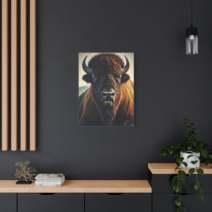 Minimalist American Bison Portrait on Light Background Wall Art & Canvas Print