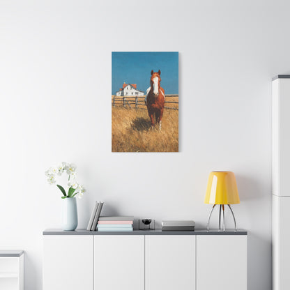 Chestnut Horse Farm Meadow Wall Art & Canvas Print