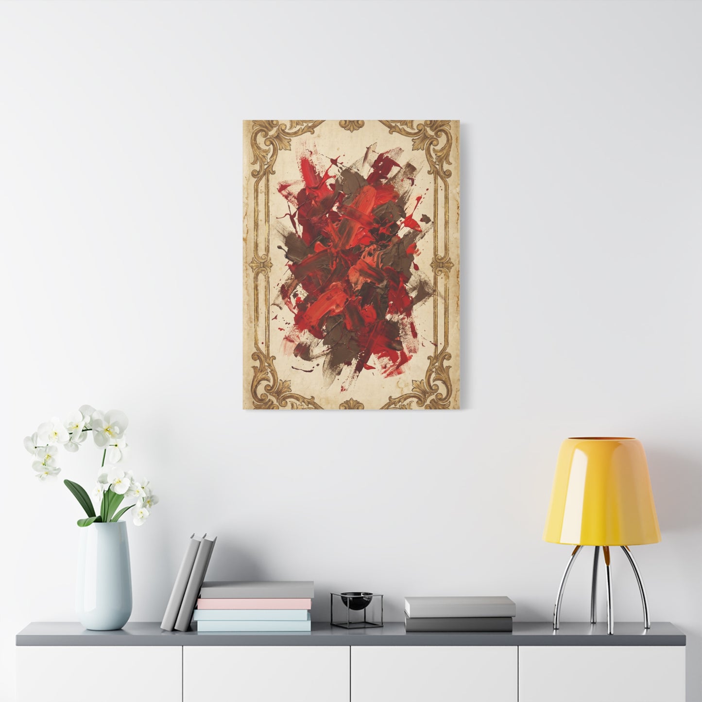 Vintage Framed Red Expressionist Composition Wall Art & Canvas Print