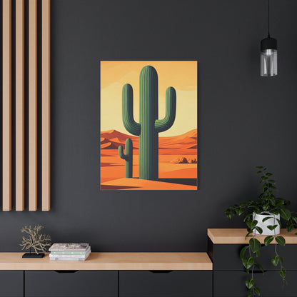 Minimal Desert Saguaro Landscape Illustration Wall Art & Canvas Prints