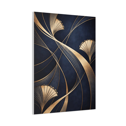 Art Deco Navy Gold Flow Wall Art & Canvas Print