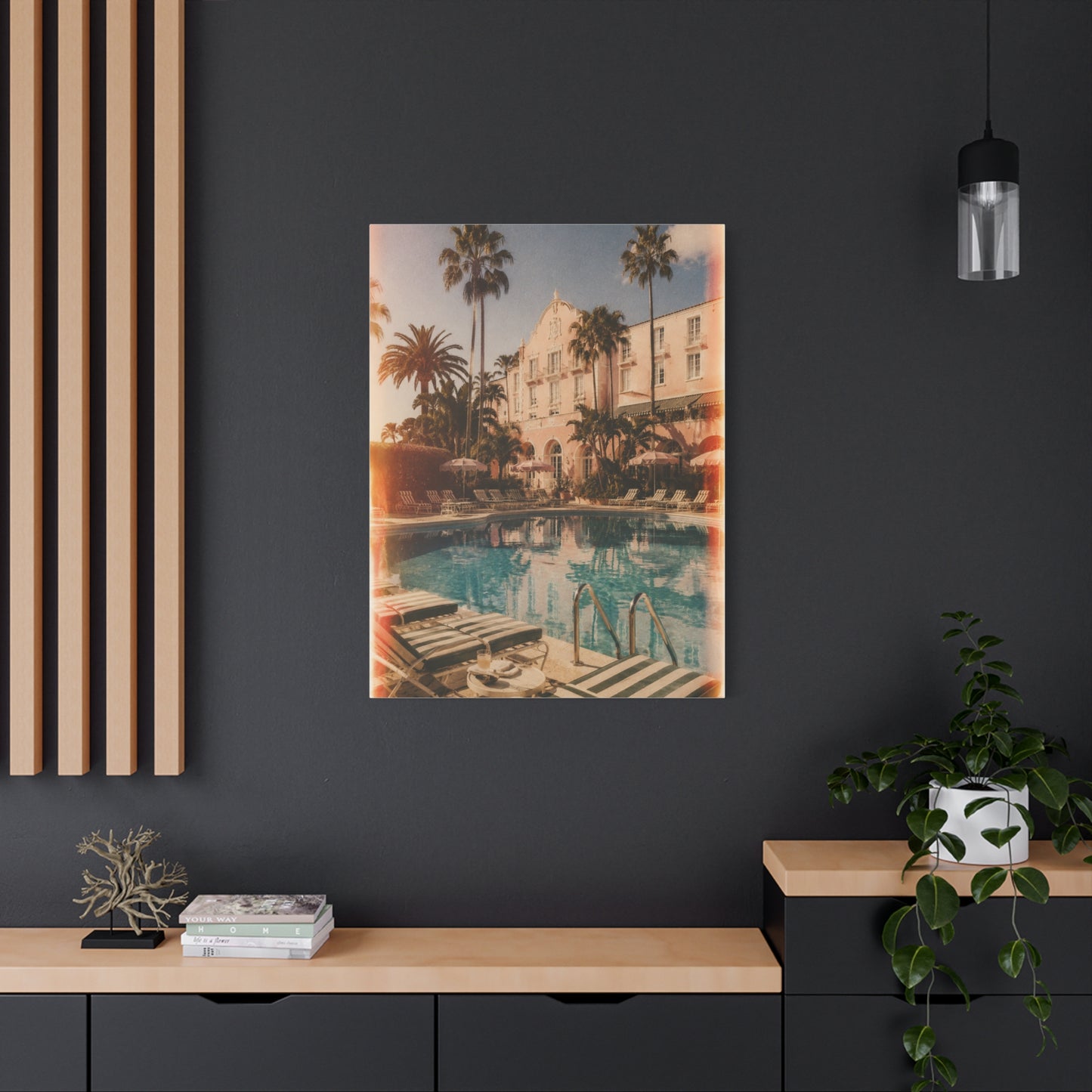 Palm Beach Poolside Retro Photograph Wall Art & Canvas Print