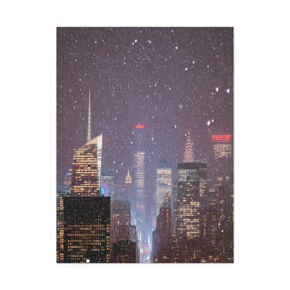 New York Winter Snowfall Skyline Wall Art & Canvas Print