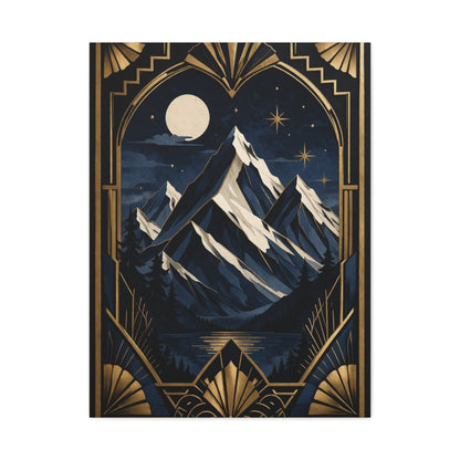 Art Deco Alpine Night Skyline Wall Art & Canvas Print