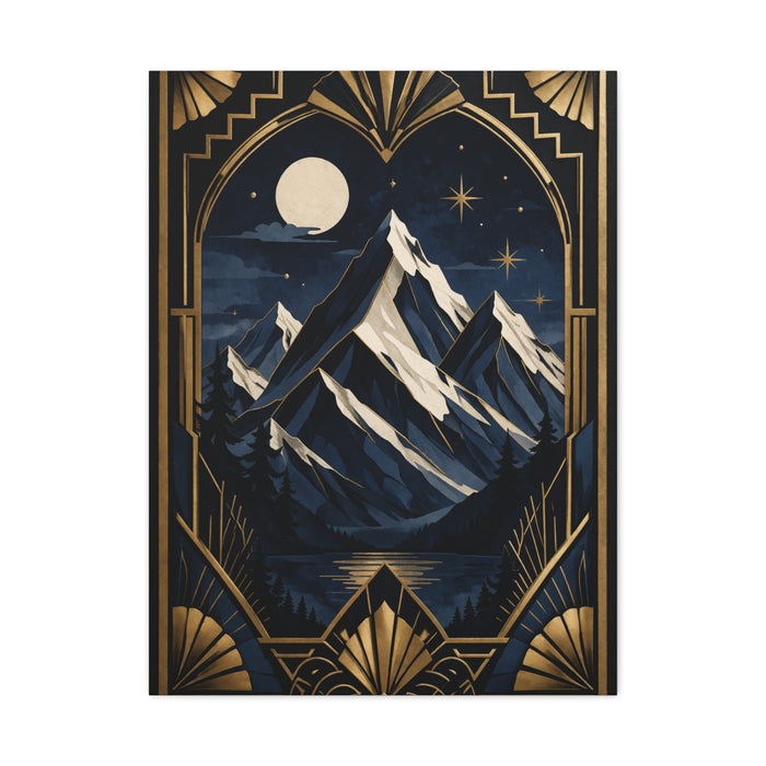 Art Deco Alpine Night Skyline Wall Art & Canvas Print