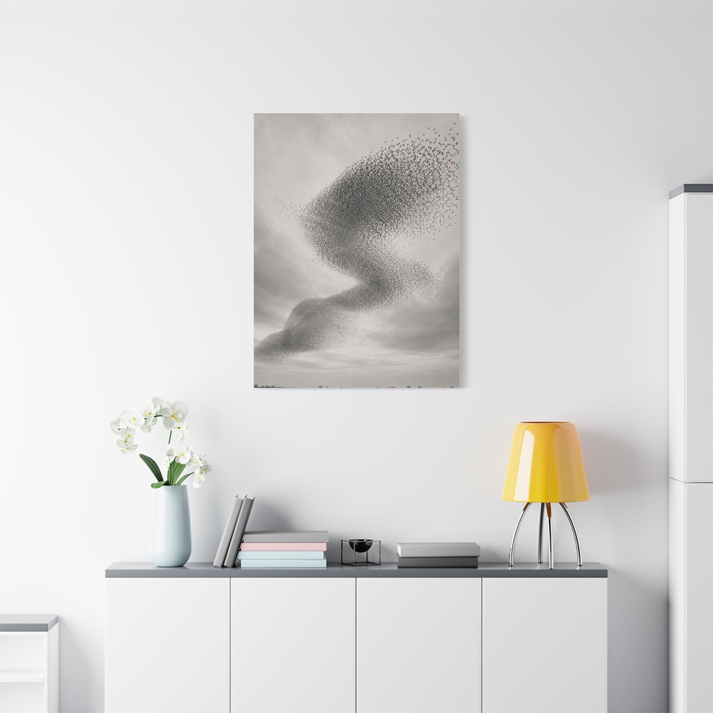 Murmuration Love Formation Monochrome Wall Art & Canvas Print