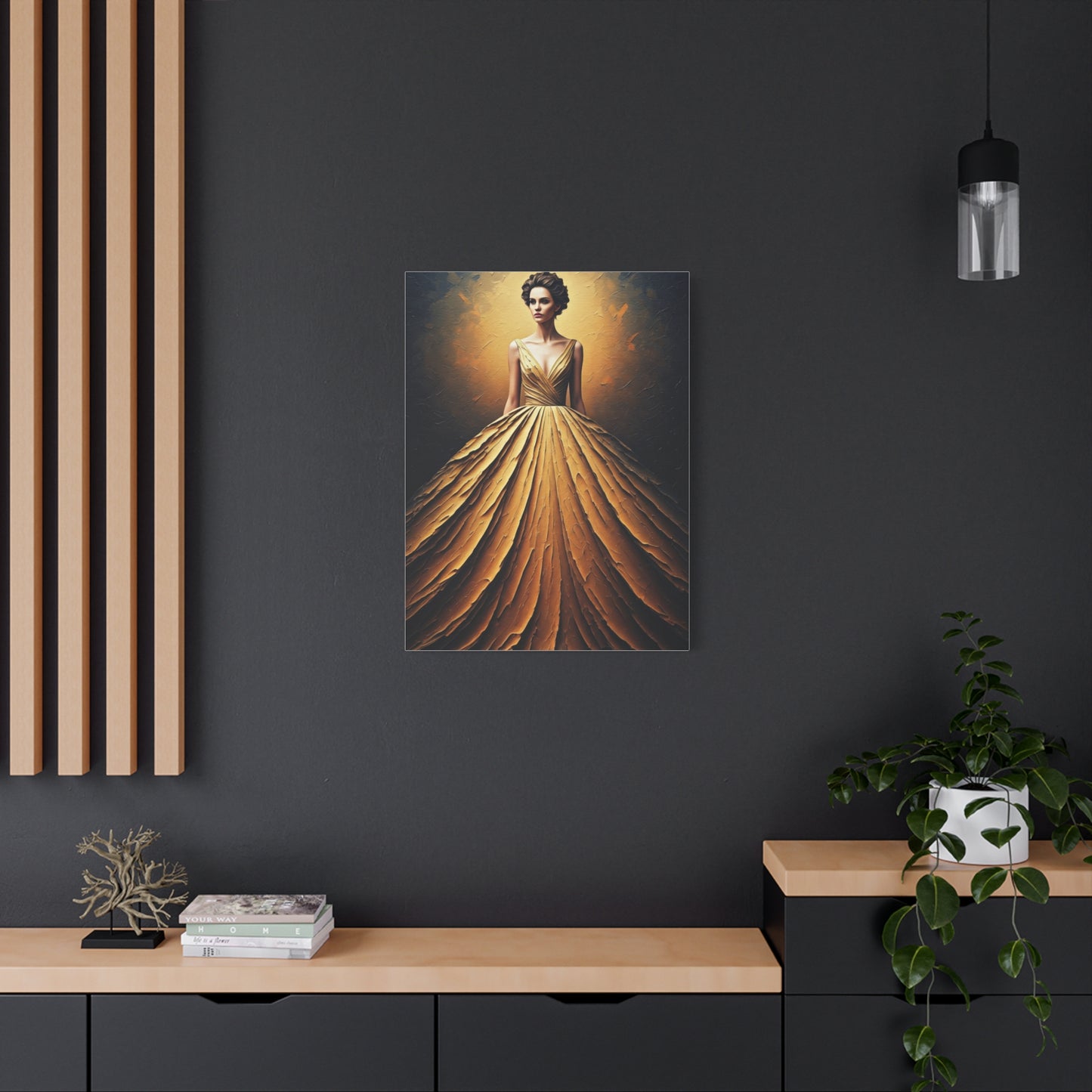 Golden Radiance Gown Portrait Wall Art & Canvas Print
