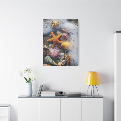 Seashells and Starfish on Ocean Shore Wall Art & Canvas Print