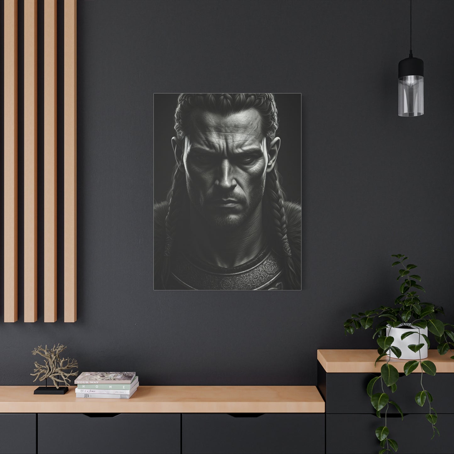 Unyielding Strength Black & White Warrior Portrait Wall Art & Canvas Prints