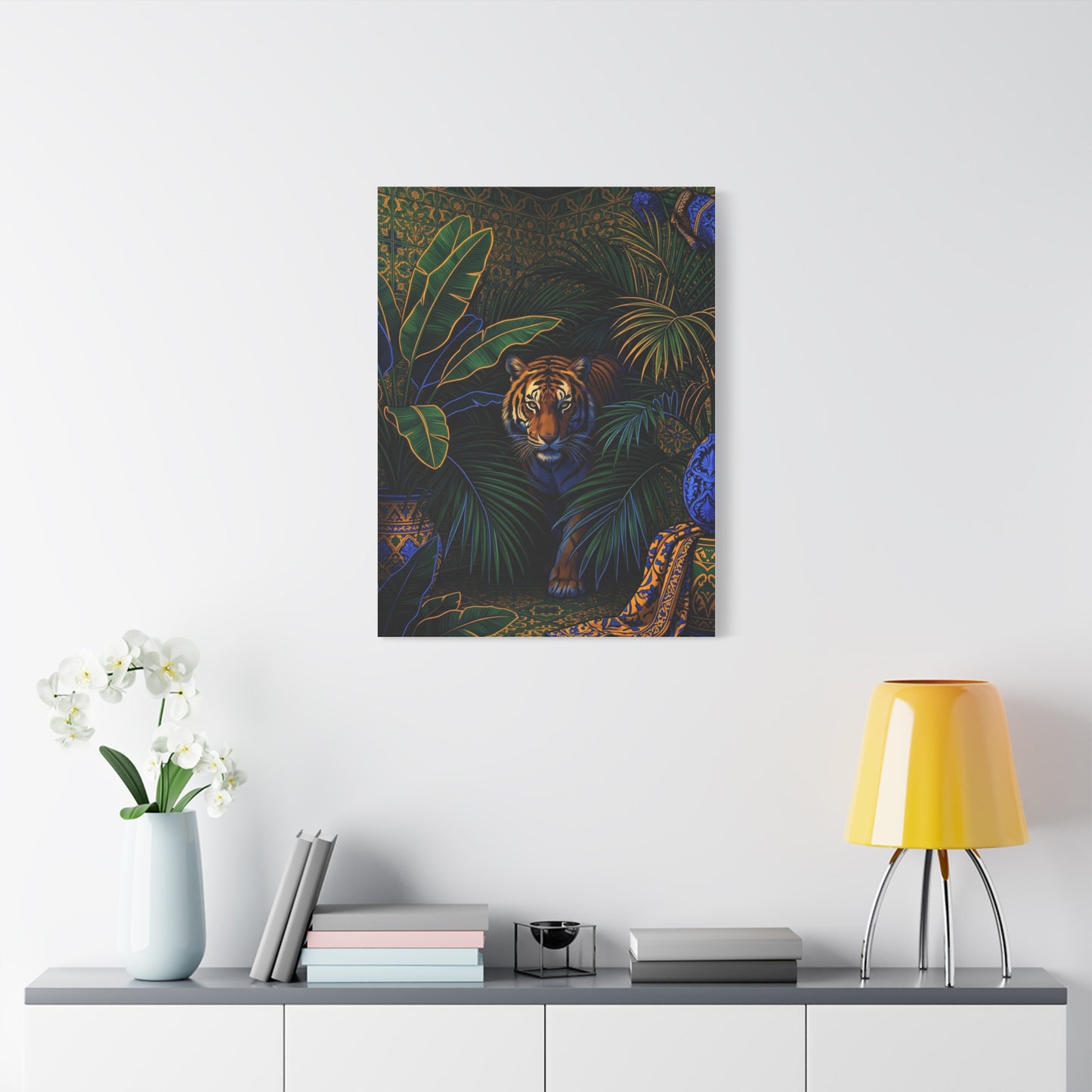Exotic Tiger Jungle Interior Tropical Wall Art & Canvas Print