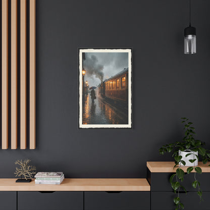 Rainy Train Platform Nostalgia Scene Wall Art & Canvas Print
