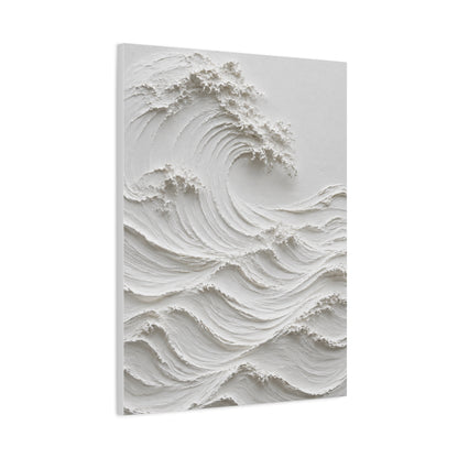 Minimal White Sculptural Wave Texture Wall Art & Canvas Print