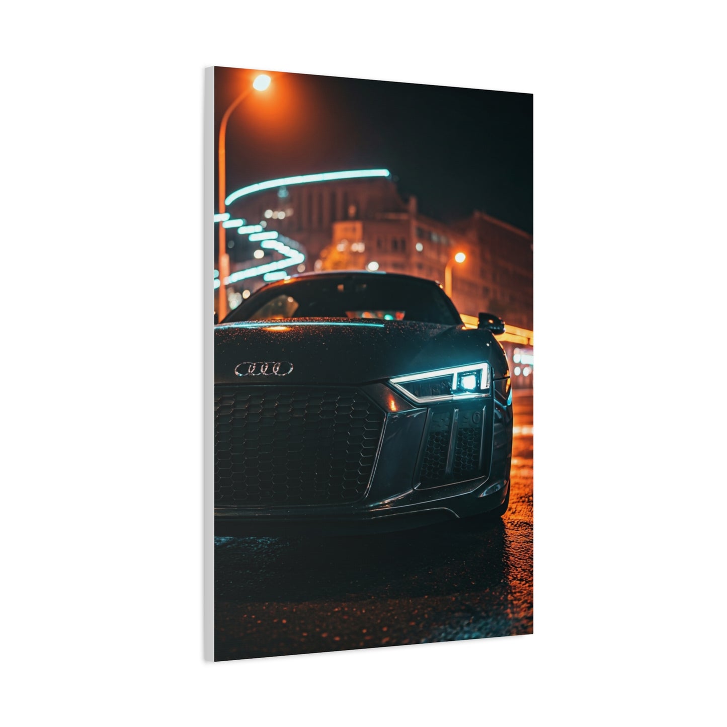 Audi R8 V10 Plus Downtown Night Drive Wall Art & Canvas Prints