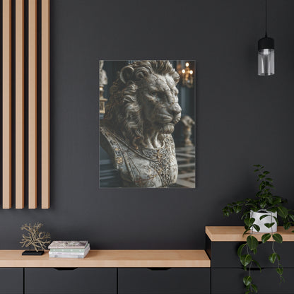 Marble Lion Bust Royal Sculpture Wall Art & Canvas Print