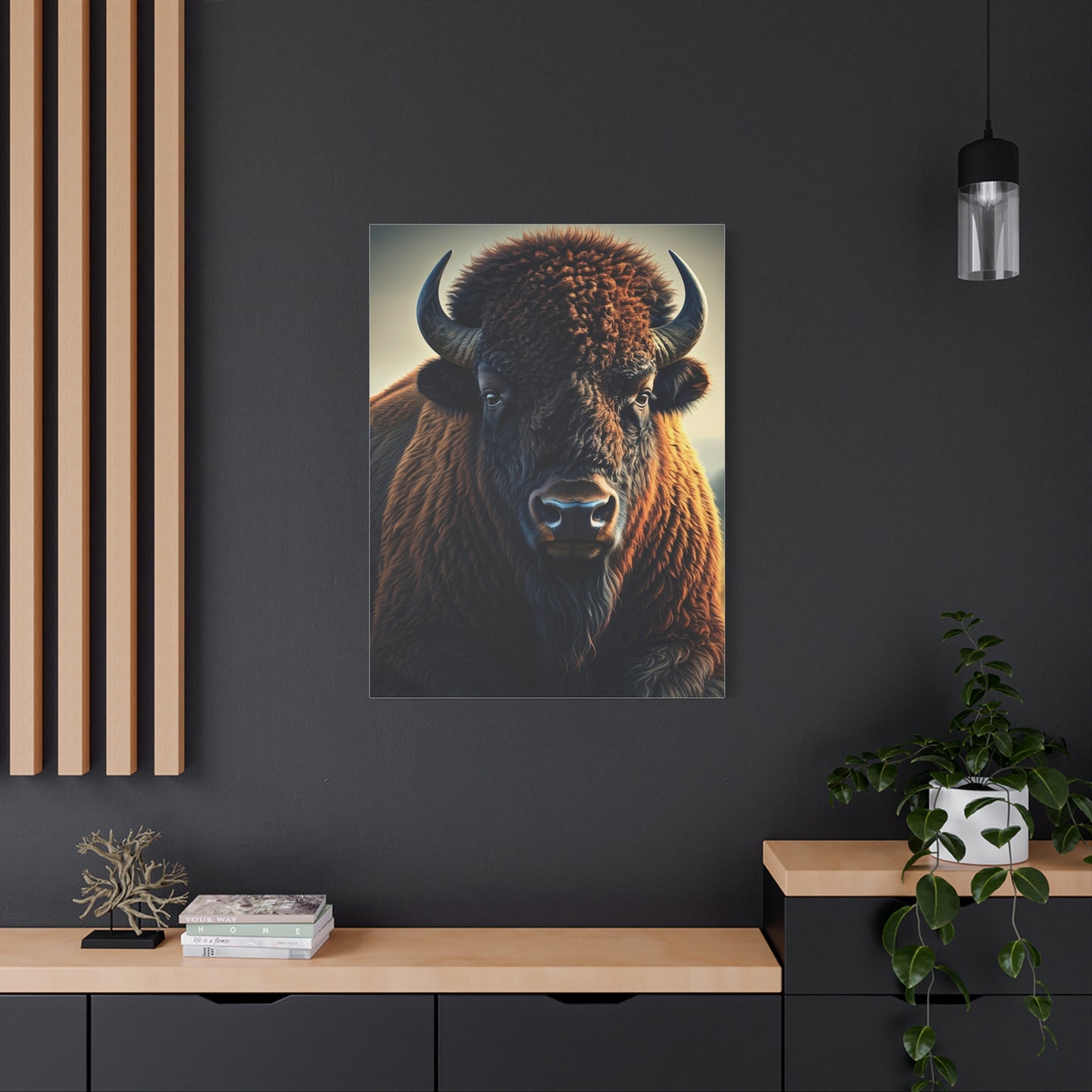 Classic Frontal American Bison Portrait Wall Art & Canvas Print